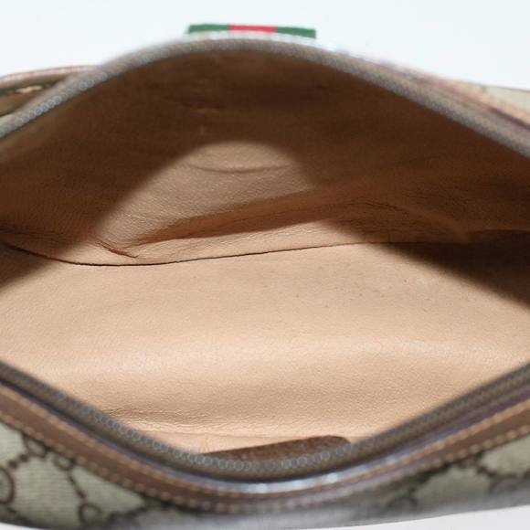 GUCCI GG Canvas Web Sherry Line Shoulder Bag Beige Green 39.02.032 Auth 48249 - Picture 10 of 16
